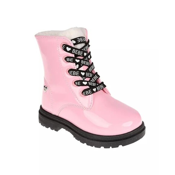 Bebe Girls Kaara Winter Combat Boots Lace Up Boot Pink Sz 7 NEW